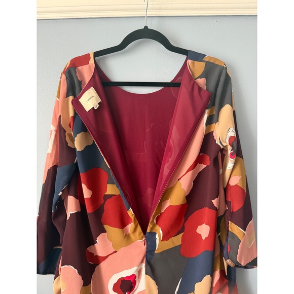 I Madeline Floral Print‎ Shift Dress Burgundy Pink Blue Tan Size Medium - Picture 9 of 10